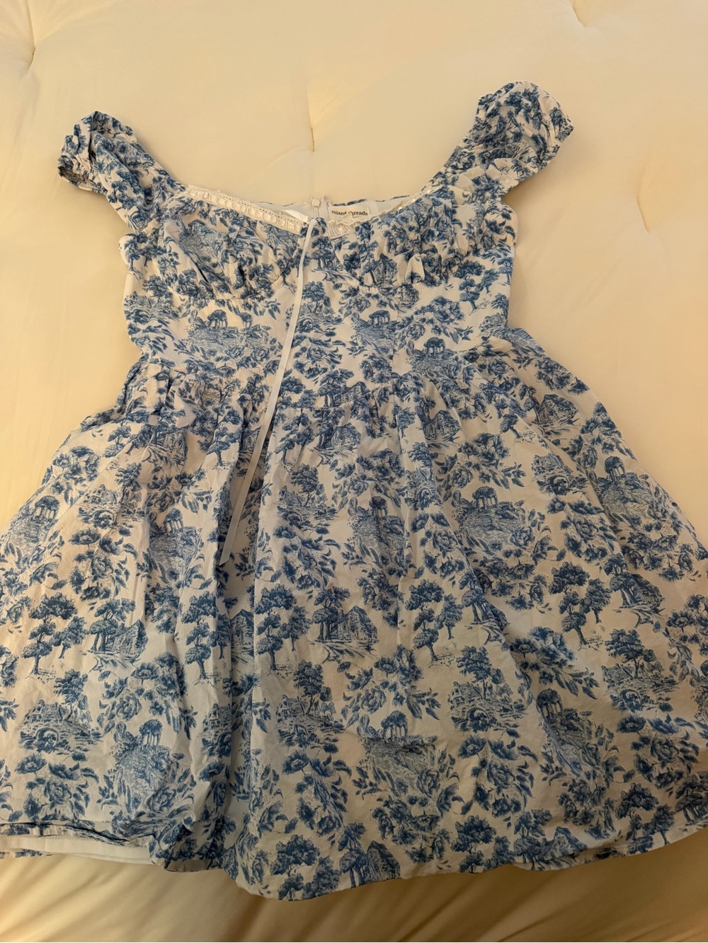 Blue Floral Toile womens Summer Dress